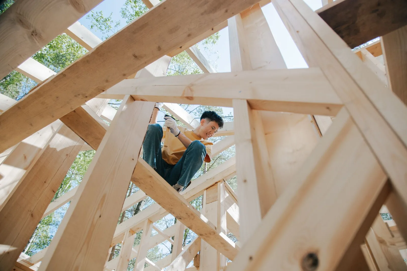 General contractor building a wood deck for a home in Ayden, NC